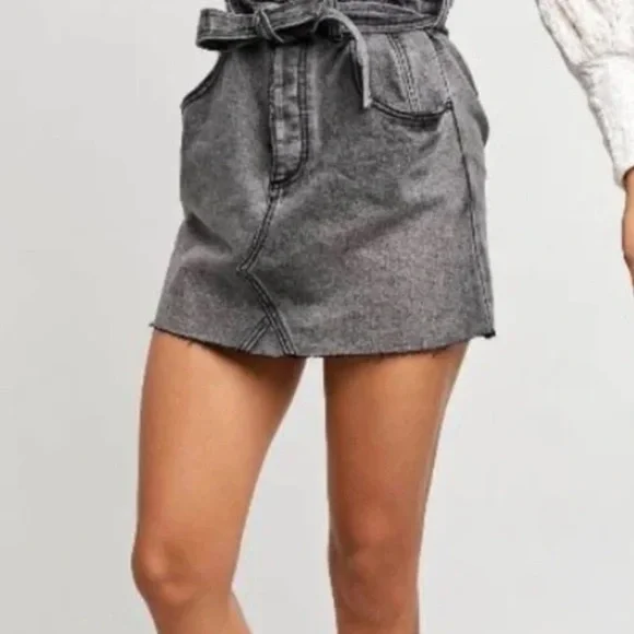 NWT FREE PEOPLE EAST OF EDEN MINI DENIM SKIRT washed black size 26 - Picture 4 of 9